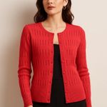 Anne Klein Vibrant Raspberry Red Open-Knit Cardigan Size M Photo 0