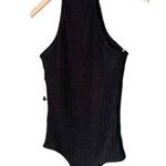 ASTR NWT Bodysuit High Halter Neck Black Soft Ribbed Knit One Piece Size Medium Photo 3