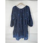 J. Crew Embroidered Beach Tunic Mini‎ Dress Women XL Navy Blue Vacation Resort Photo 2