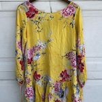 Jaase Women’s Shirt Tunic Yellow Floral Swan Ladder Lace Boho Medium Photo 0