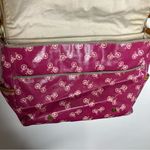 Fossil coated canvas messenger bag pink bicycle print leather trim Photo 8
