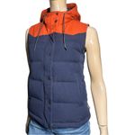 Patagonia  Women’s Size S Navy Blue Orange Bivy Hooded Down Vest Photo 3