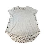 Loft Ann Taylor  Women's Gray Short Sleeve Round Neck T-Shirt With Bird Pattern L Photo 0