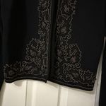 Liz Claiborne Vintage Black 100% Merino Wool Cardigan Sweater Sz M Medium Beaded Photo 1