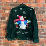 Quacker Factory  womens Capture the Magic velvet Embroidered snowflakes green M Photo 4