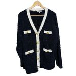 J.Crew Longer Sweater Lady Jacket Textured Contrast Yarn Cardigan Coatigan Sz M Photo 2