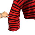 Lush Clothing Lush Velour Oversized Cropped Sweater S Red Black Striped Bell Sleeves Photo 2