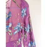 For Love Lemons Dress Purple Cleo Floral V Neck Mini Ruffle Sheer Party Medium Photo 11