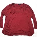 Lane Bryant Women’s Swing Crew-Neck Trim Top Red Maroon Long Sleeve size 22 24 Photo 2