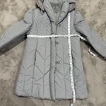 Vtg Saxton Hall Women's Quilted Puffer Coat Medium Gray Hooded Jacket Made Korea Photo 3