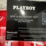 Playboy NWT  red and white plaid bra and boyshort set with bunny logos size mediu Photo 3