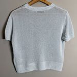 ZARA Cropped Short Sleeve Sweater Pullover Women's Medium Light Blue Sheer Girly Photo 9