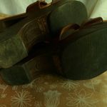 Qupid  6.5 Wooden Boho Braded Strap Sandals in Cognac Photo 1