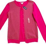 Old Navy Cardigan Sweater Fuchsia Tan Geo Print Crew Neck Button Front Small NEW Photo 6