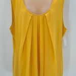 Ny&co NY& Tank Top XXL Yellow Pleated Chiffon Front Knit Back Sleeveless Career NWT  Photo 0
