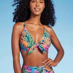 Shade & Shore Women's Tie-Front Longline Bikini Top - ™ Multi Tropical Floral Photo 3