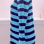 Michael Kors  Sweater Striped Lace-Up V-Neck Knit Top Blue Black Size XL Photo 2