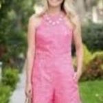 Trina Turk Tabatha Pink Lace Brocade Sleeveless Romper Size 2 Photo 2