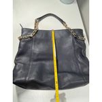 Michael Kors  Navy Blue Chain Shoulder Tote Bag Gold Accents Photo 7