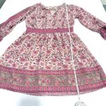 Love Sam Anthropologie Love The Label Pink Tippy Border Floral Boho Tassels Dress MEDIUM Photo 8