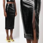 ROTATE Birger Christensen Skirt Leeds Pencil Midi Faux Leather Logo Black 8 Photo 2