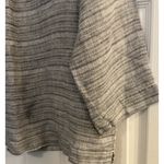J. Jill PureJill Linen Henley Shirt Top Size MED Women's Gray Striped 3/4 Sleeve Photo 3