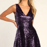 Lulus New Lulu’s Going‎ For The Glam Sequin Purple Skater Dress Cocktail Small Photo 0