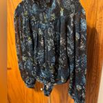 Bishop and Young  Jasmine Print Smock Neck Blousel Size M ties on lower back Photo 4