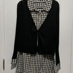 One Piece Gingham Dress With Cardigan Photo 0