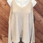 Gianni Bini GB  Cold Shoulder Long Sleeve V Neck Pullover Knit Soft Sweater Cream Photo 5