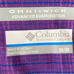 Columbia Omni Wick Button Down Pink Blue Plaid Logo Shirt Long Sleeve Photo 4