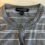 Banana Republic  Stretch Cotton Cardigan Gray/White Stripe Size Medium Photo 4