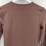 Nuuds Coffee Brown Long Sleeve Crew Neck Thong Style Bodysuit Women’s Size Small Photo 5