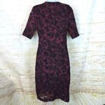 Anthropologie  Maeve Elorn Sheath Dress Women 6 US Red Black Lace Ruched Romantic Photo 11