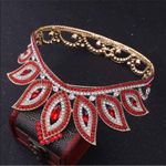 New Ruby and Diamond Rhinestone Gold Metal Crown Tiara Custom Wedding Bridal Red Photo 4