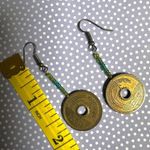 Green beaded Chinese coin earrings Photo 3