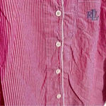 Ralph Lauren Lauren  Pink and white Pajama Button Down top with blue | size small Photo 3