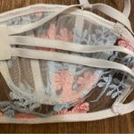 SheIn  Womens Bra Bralette S Small 34” Beige Sheer Pink & Blue Embroidered Floral Photo 4