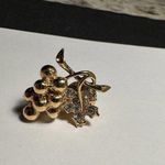 Signed Avon Grape Fruit Gold Tone Brooch Tack Pin Rhinestone NWOT Photo 1