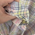 Victoria's Secret  Pastel Pink Purple Plaid Flannel Button Up Long Sleeve Top Photo 10