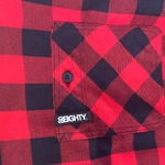 Port Authority  Red and Black Plaid Button Front Shirt Women’s XL Extra Large Photo 2