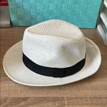 Stylish White Fedora Hat with Black Band Photo 2