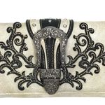 Classic Western Buckle Crossbody Trifold Wallet Black Photo 2