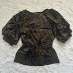 Madewell Blouse Shirred Puff-Sleeve Top in Satin Mossy Umber Floral XS NWT New Photo 3