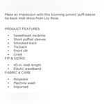 Lila Rose Lily Rose junior large midi dress puff sleeve tie back all over floral print nwt Photo 6