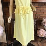 VINTAGE CIRCA 1970'S UNION MADE YELLOW KNIT DRESS WITH RUFFLE DETAILS (M) Size M Photo 7