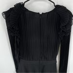 EXPRESS Black Pleated Ruffle Shoulder Long Sheer Sleeve Jumpsuit Empire Waist 00 Photo 6