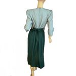 MISS DORBY VINTAGE 1990'S GREEN & WHITE ONE PIECE DRESS WITH TIE BACK BELT (6P) Photo 4