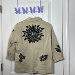 Vintage Joni B women’s tan black embroidered leaf floral button collared jacket Size L Photo 6