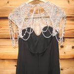 Mac Duggal  11775 Black Draped Pearl Beaded Mermaid Gown Dress Photo 10